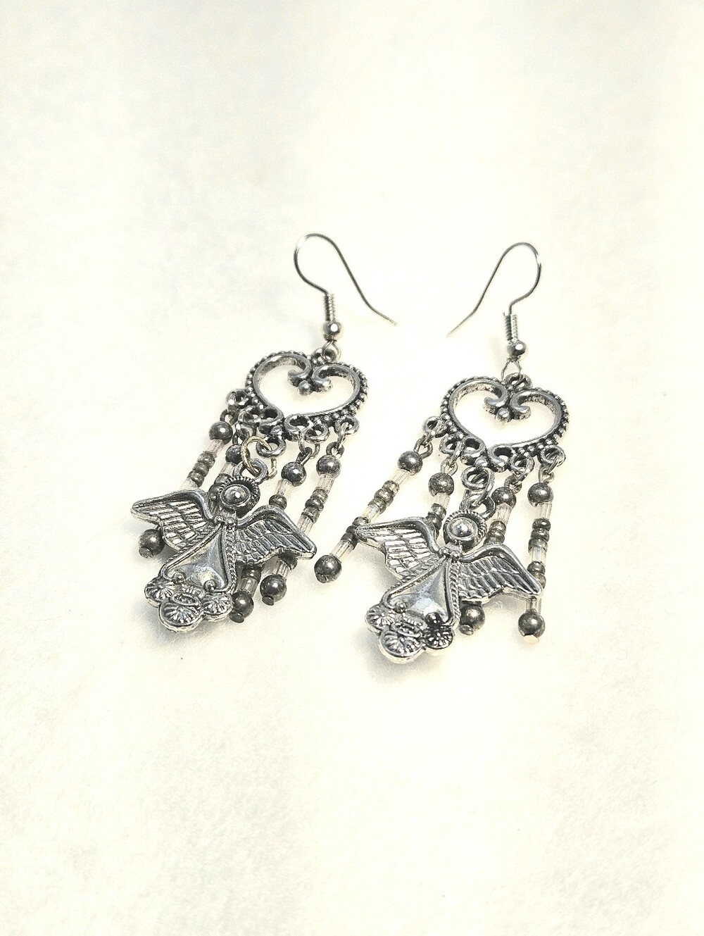Hand Crafted Filigree Heart & Angel Charm Earrings